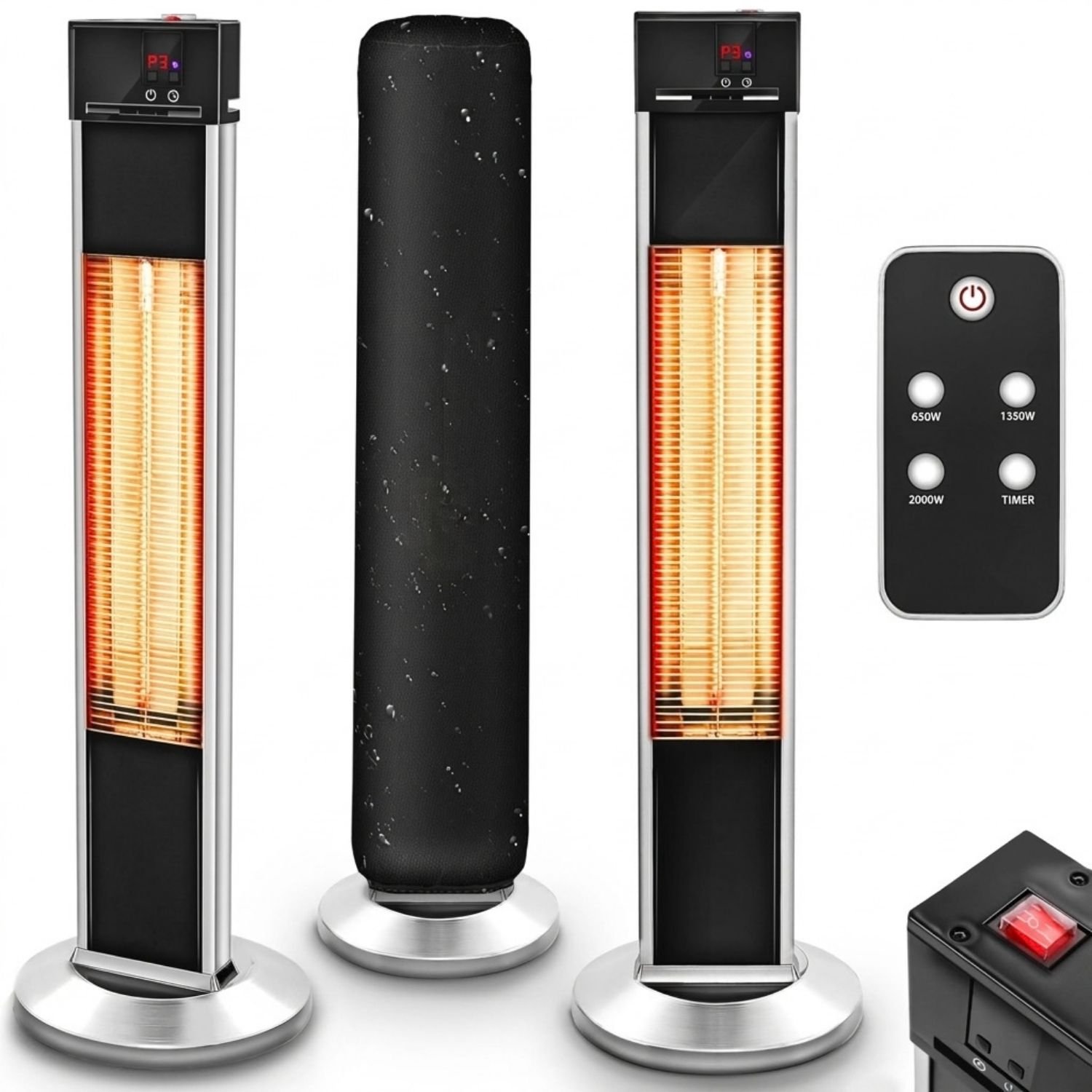 Terrasverwarmer Elektrisch - Heater Buiten - Ventilatorkachel - Zwart en Zilver