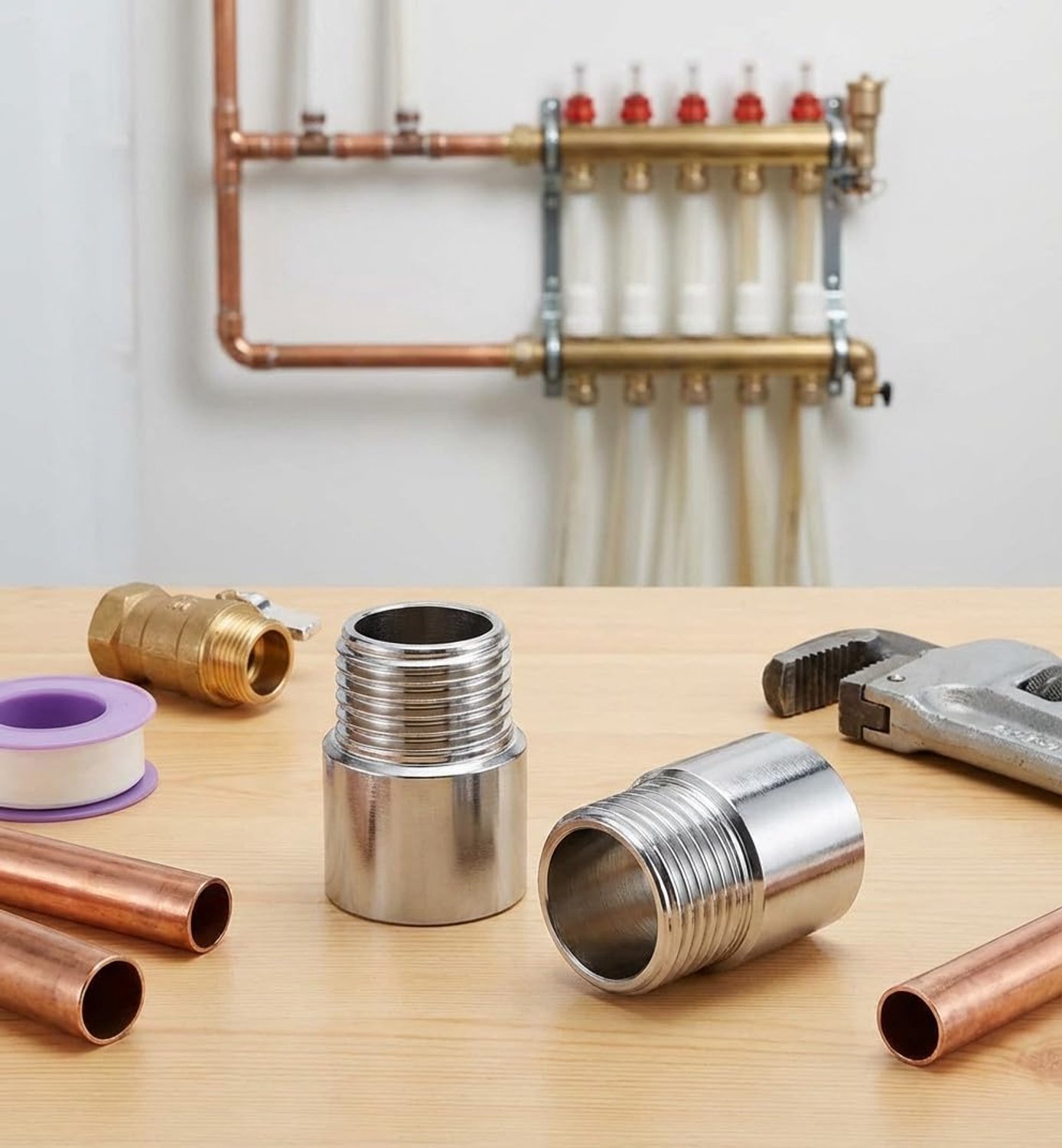 Verlengstukken 1/2” x 20 mm - Vernikkeld Messing - Mannelijk-Vrouwelijk - Ideaal voor Loodgieterswerk - ServiceTopper