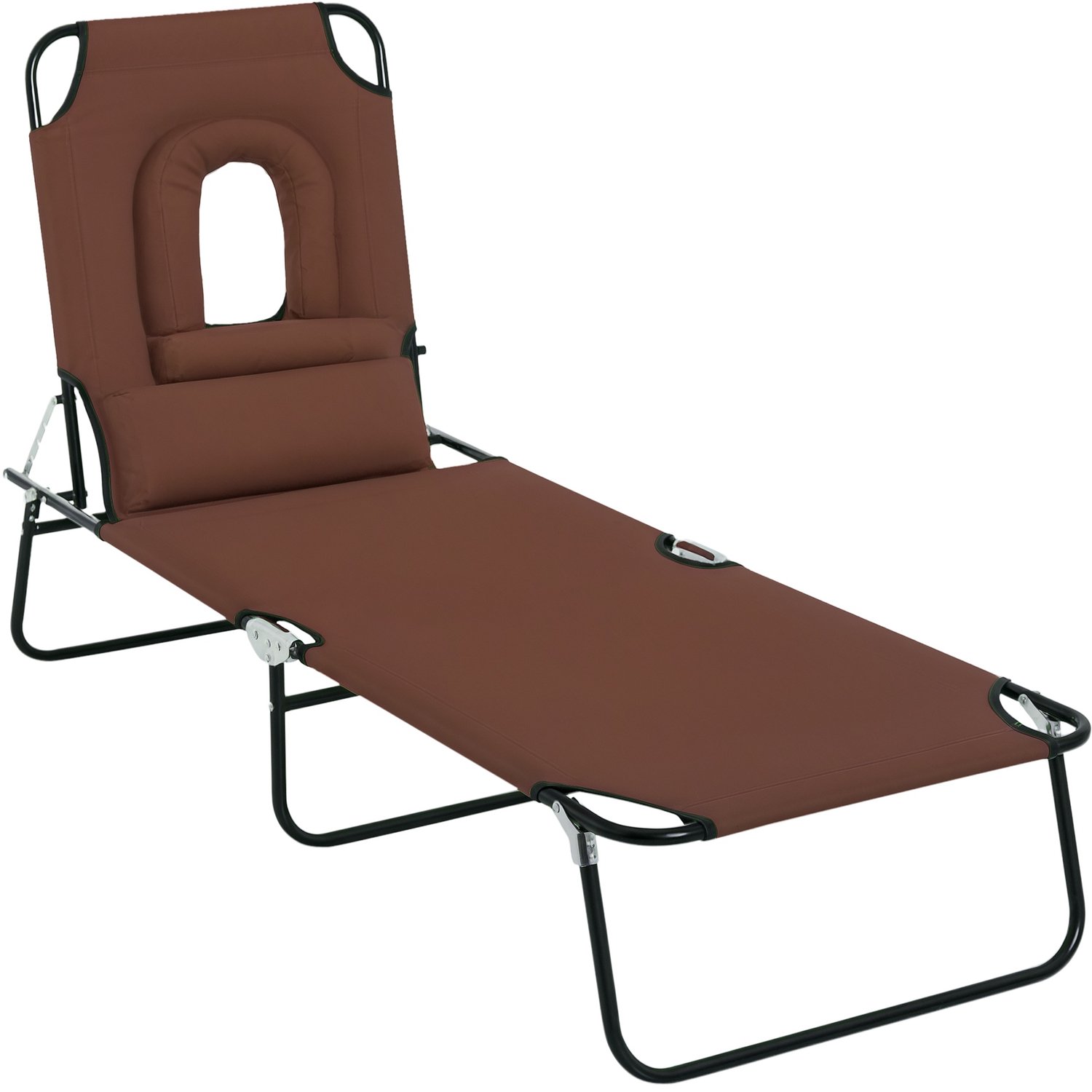 Outsunny ligstoel - Staal - 187x58x36cm - Bruin