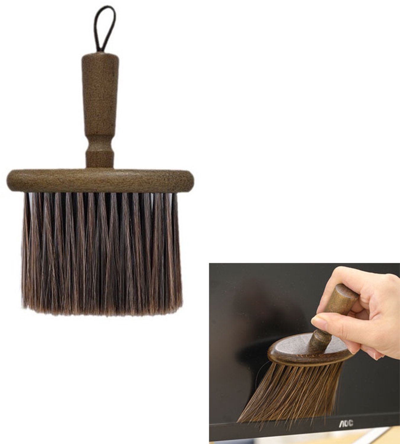 Kierenborstel - Reinigingshulpmiddel voor koffiezetapparaten - Bureauborstel - Autoborstel voor het reinigen van kieren - 14,5 x 10,5 cm - Geschikt voor het reinigen van toetsenborden, autostoelen, koffiedik en kieren - Bruin