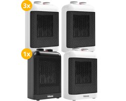 Tristar Keramische kachel - Set van 4 - 3x Wit & 1x Zwart - Campingkachel - Werkplaatskachel -…