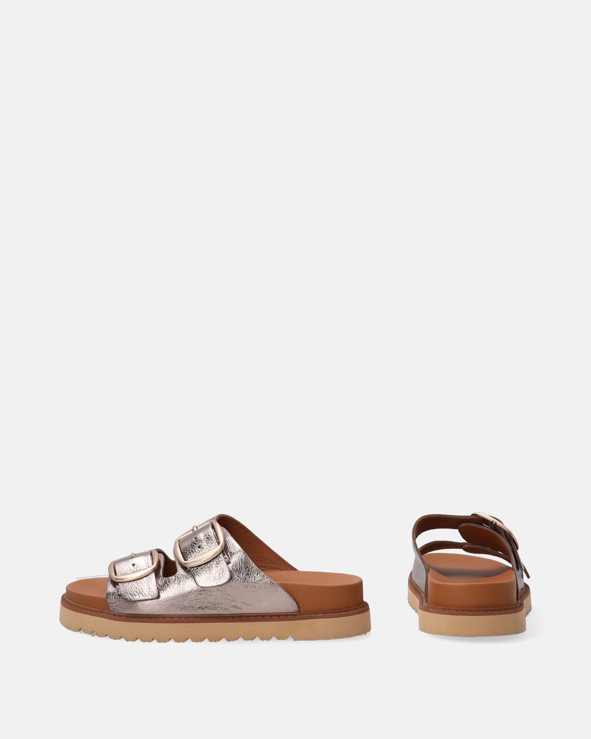 Gouden leren slippers - verstelbare gespen - maat 38