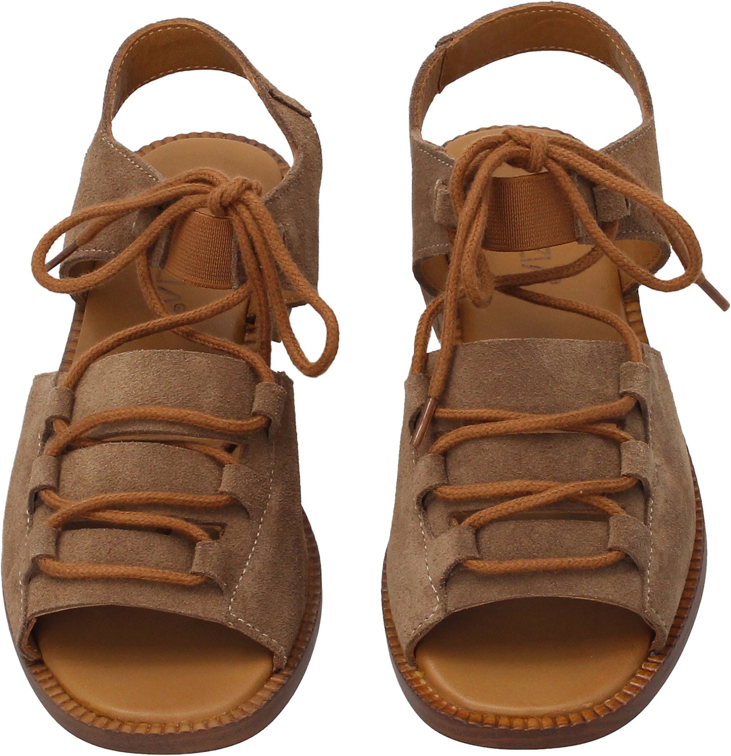 Damesandalen - Suède - Beige - Vetersluiting