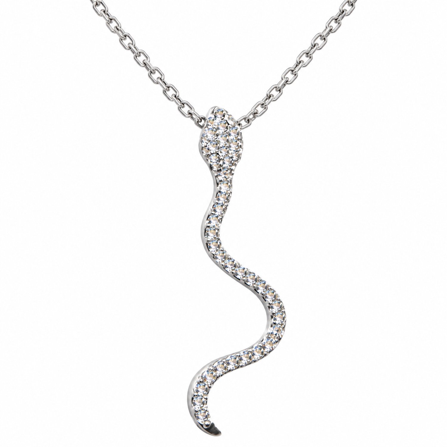 Hetty'S -Prachtige slangenhanger - Ziconia'S - Collier 45 cm - 925 zilver