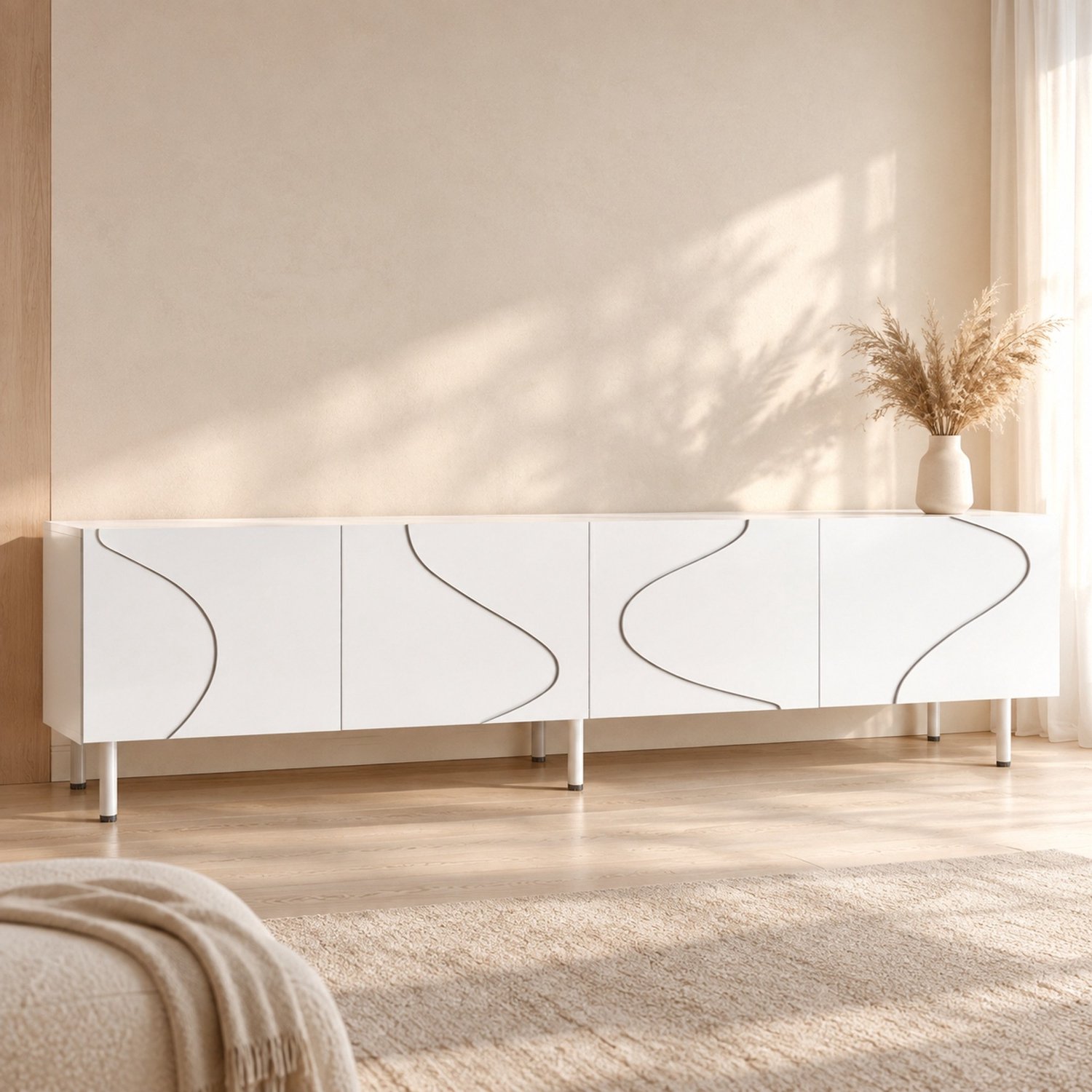 CHICFURN TV-meubel - Push-to-open - 4 deuren - Wit