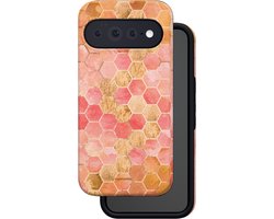 Casetastic hoesje geschikt voor Google Pixel 11 Pro XL - Dubbellaagse bescherming - Honeycomb Art Coral - Fashion Case - Perzik Koraal