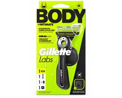 Gilette Labs Body + Intimate Scheersysteem voor mannen - Houder + 1 Scheermes + Reisbeschermer