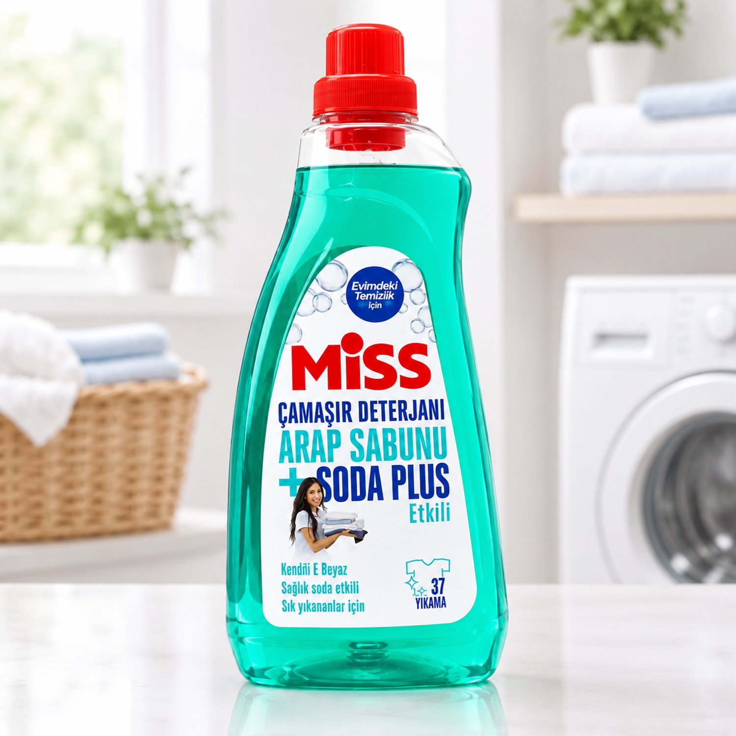 Miss Vloeibaar Wasmiddel Arap Sabunu en Soda Plus 1500ml – 37 Wasbeurten – Voor Bonte en Witte Was Arabische Zeep – Koud Water Formule 20°C