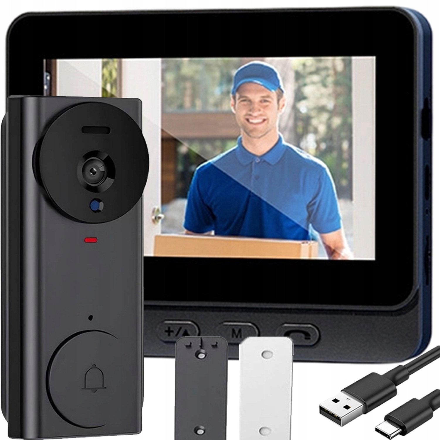 Draadloze Video Deurbel - Deurbellen Met Camera - Slimme Deurbel - 2,4 GHz - 4,3 Inch IPS Scherm - 120° Groothoek - Tweewegs Intercom - Infrarood Nachtzicht - IP65 Waterdicht - Videodeurbel - Voor Ouderen & Kinderen - Zwart