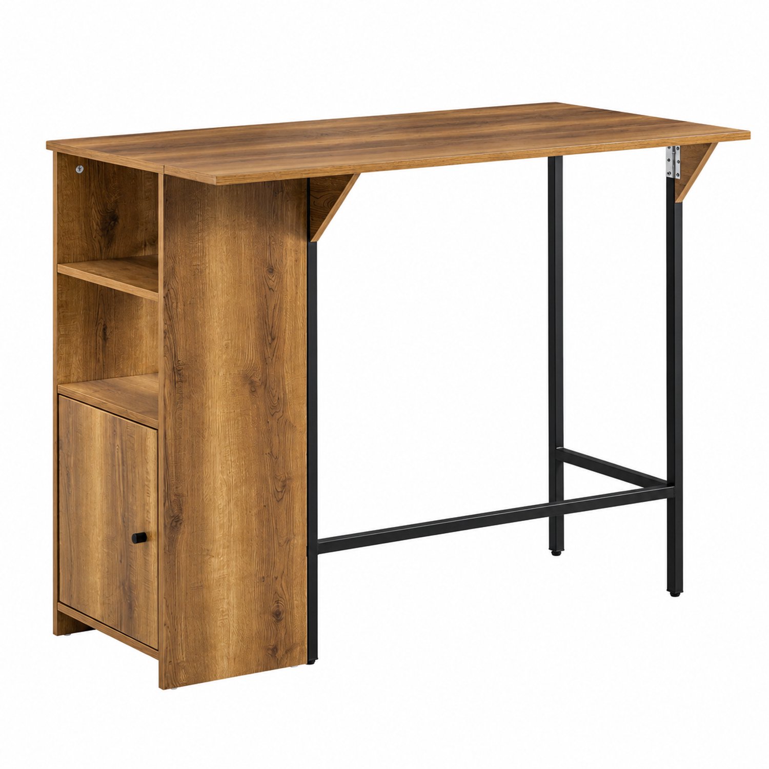 TREVOR houtlook bartafel - Keuken - Statafel - Hoge tafel - 4 Personen - Uitbreidbaar - Met opbergruimte - Tot 75kg - 120x95x63cm