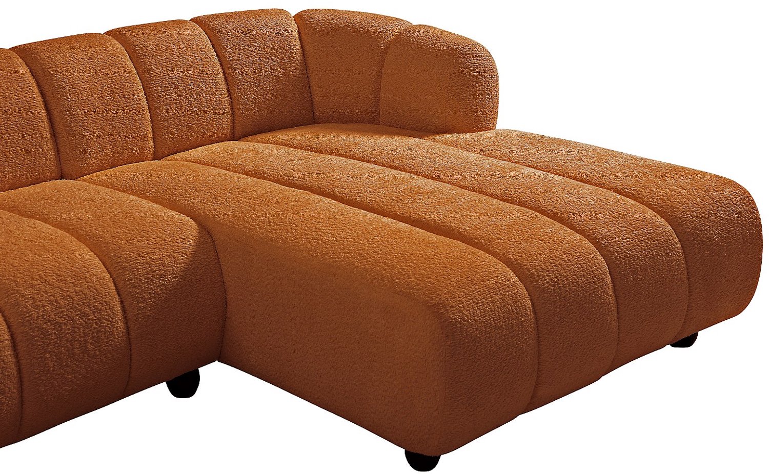 Vente-unique Hoekbank rechts in terracotta boucléstof - COLIANI