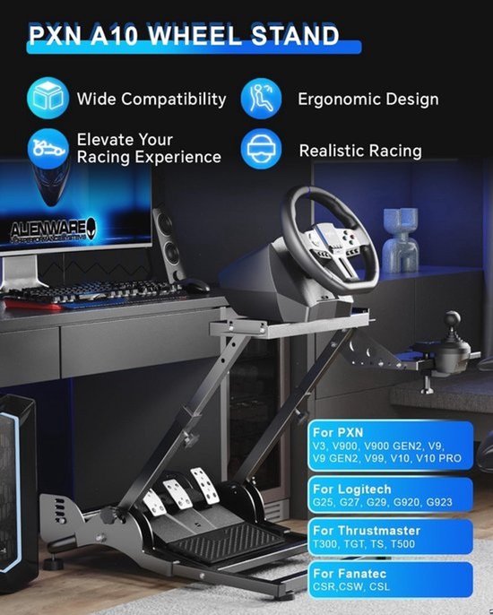 Opvouwbare Racing Wielstandaard voor Sim Racen - Geschikt voor Diverse Racesturen — afbeelding 2