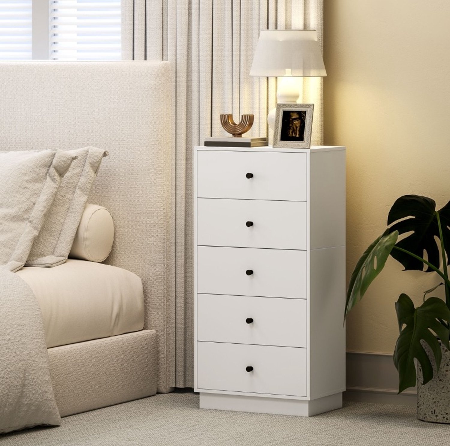 CHICFURN Ladekast - 5 lades - Anti-kantelbescherming - Wit