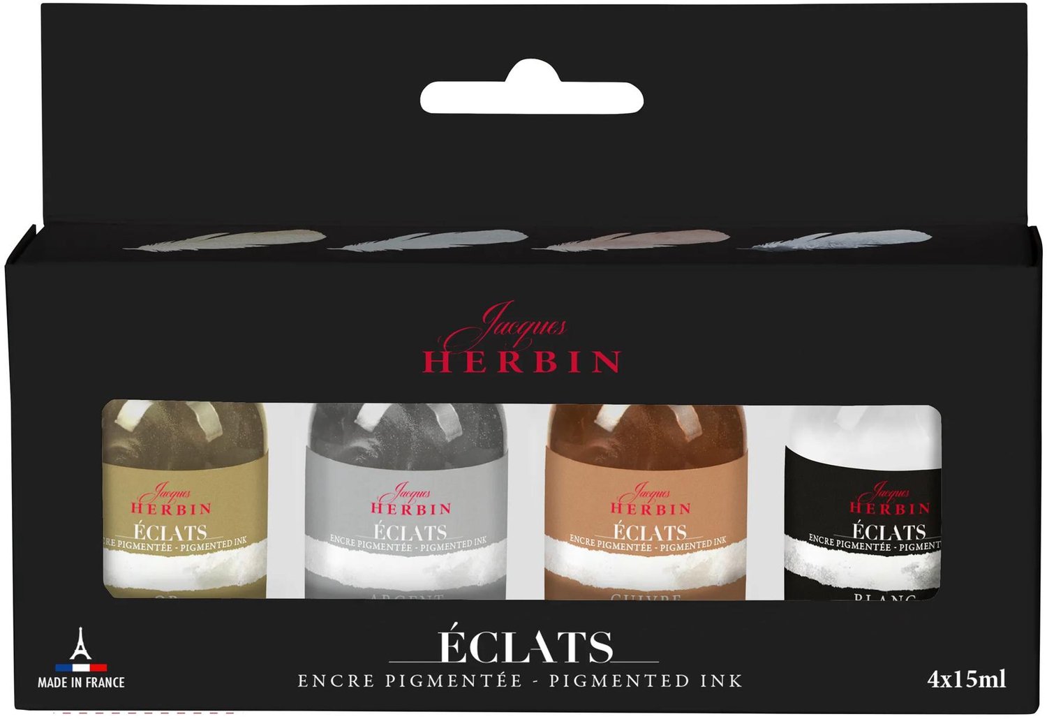 Jacques Herbin Éclats – Aquarel Inkt – Vloeibare Aquarelverf - Starterset - Gepigmenteerd - 4 x 15 ml