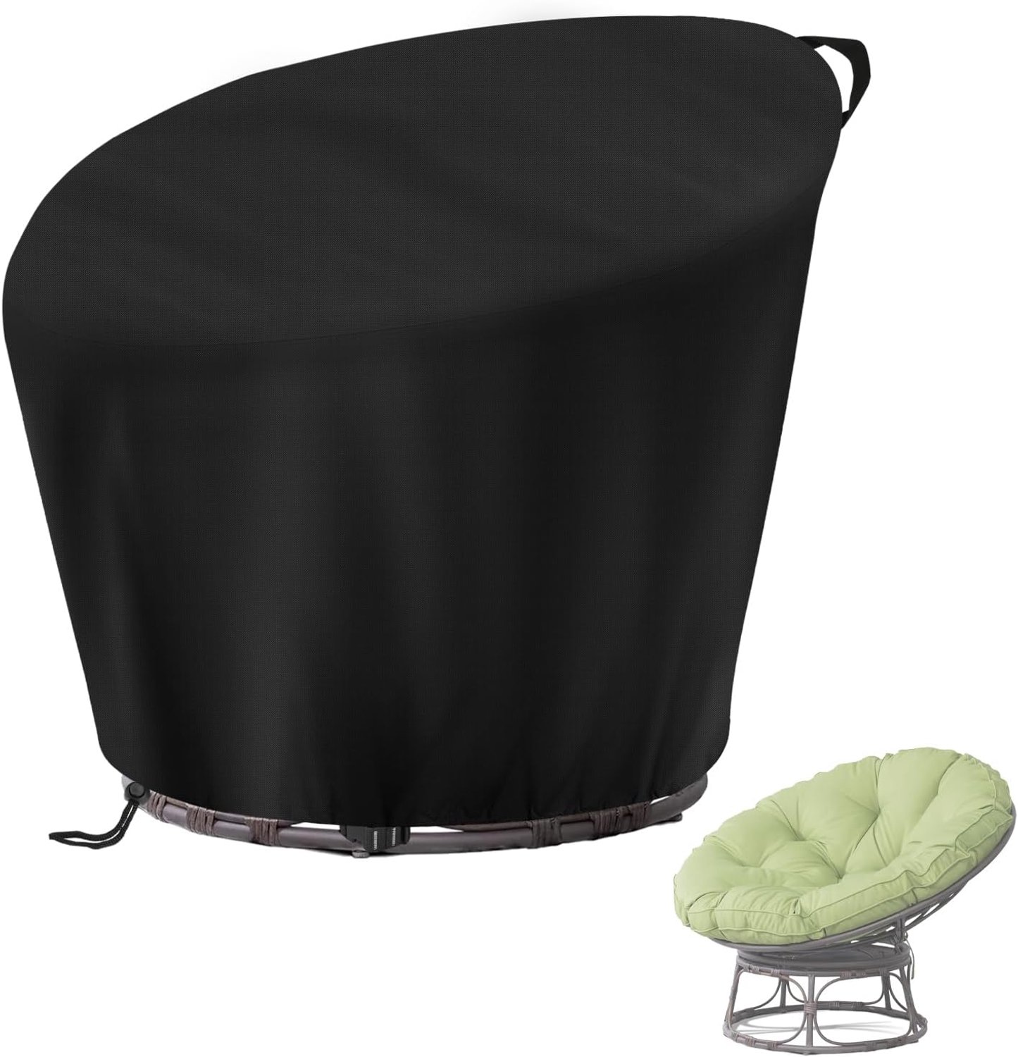 QTTVBTNA 1 Stuk Papasan Stoelhoes 119x89x46 cm – Waterdichte Beschermhoes voor Loungestoel en Rieten Stoel – Stof- en Weerbestendige Hoes voor Binnen en Buiten – Zwart
