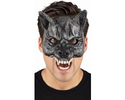 Partychimp Half Masker Zwarte Wolf Halloween Masker voor bij Halloween Kostuum Volwassenen - Latex - One-Size
