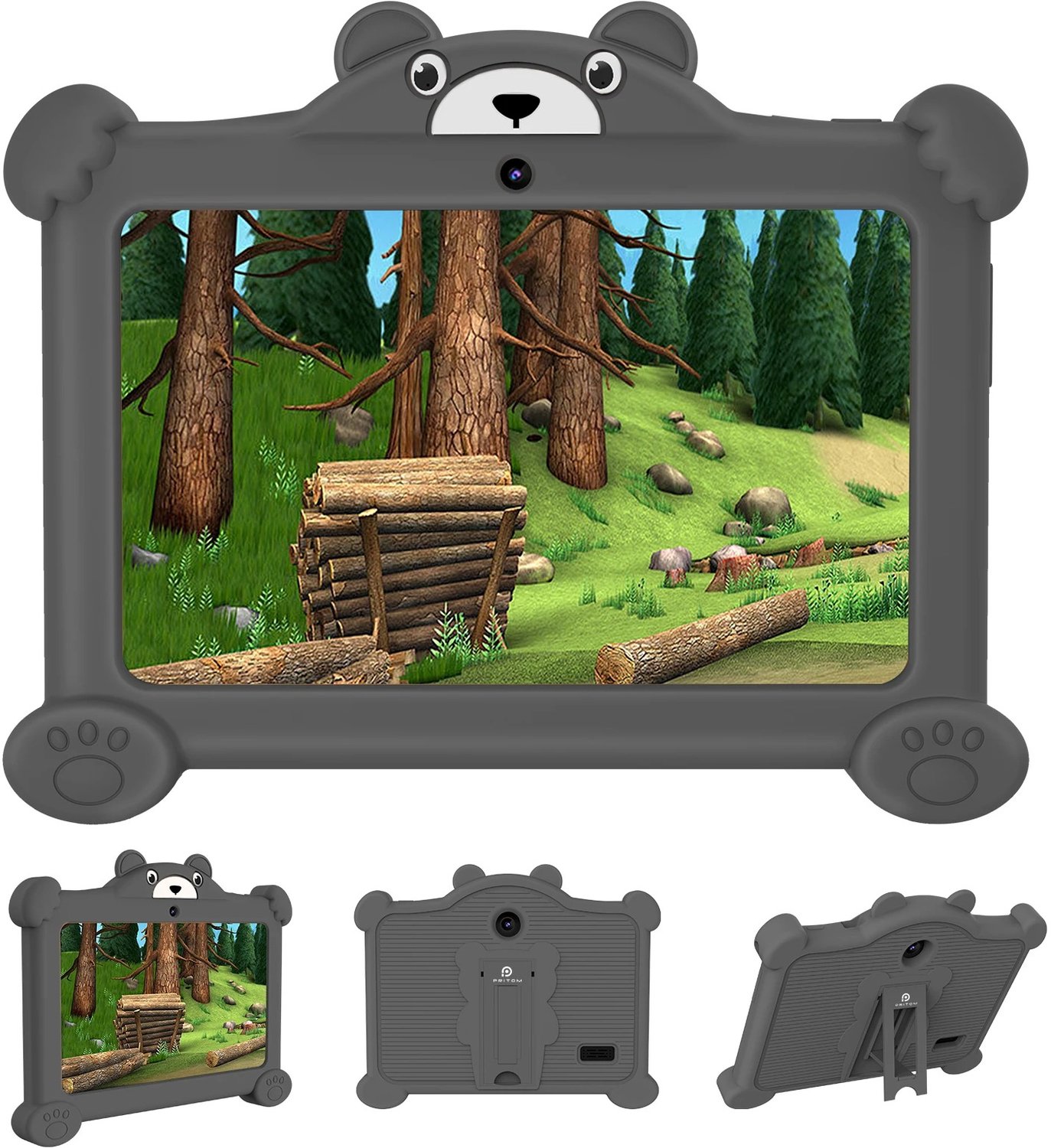 Jolien Kindertablet grijs - Zachte schokbestendige beschermhoes - Tablet - 7-ips-inch scherm -2 GB werkgeheugen - 32 GB opslagruimte