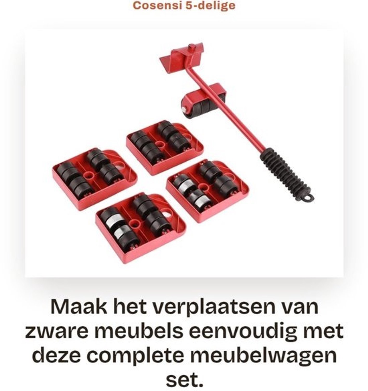 Dailygoods- Meubelwagen 5-delig - meubelverhuizer met wielen - meubellifterset - 200 kg laadvermogen - verplaatsingstool - stevige constructie - verhuizers