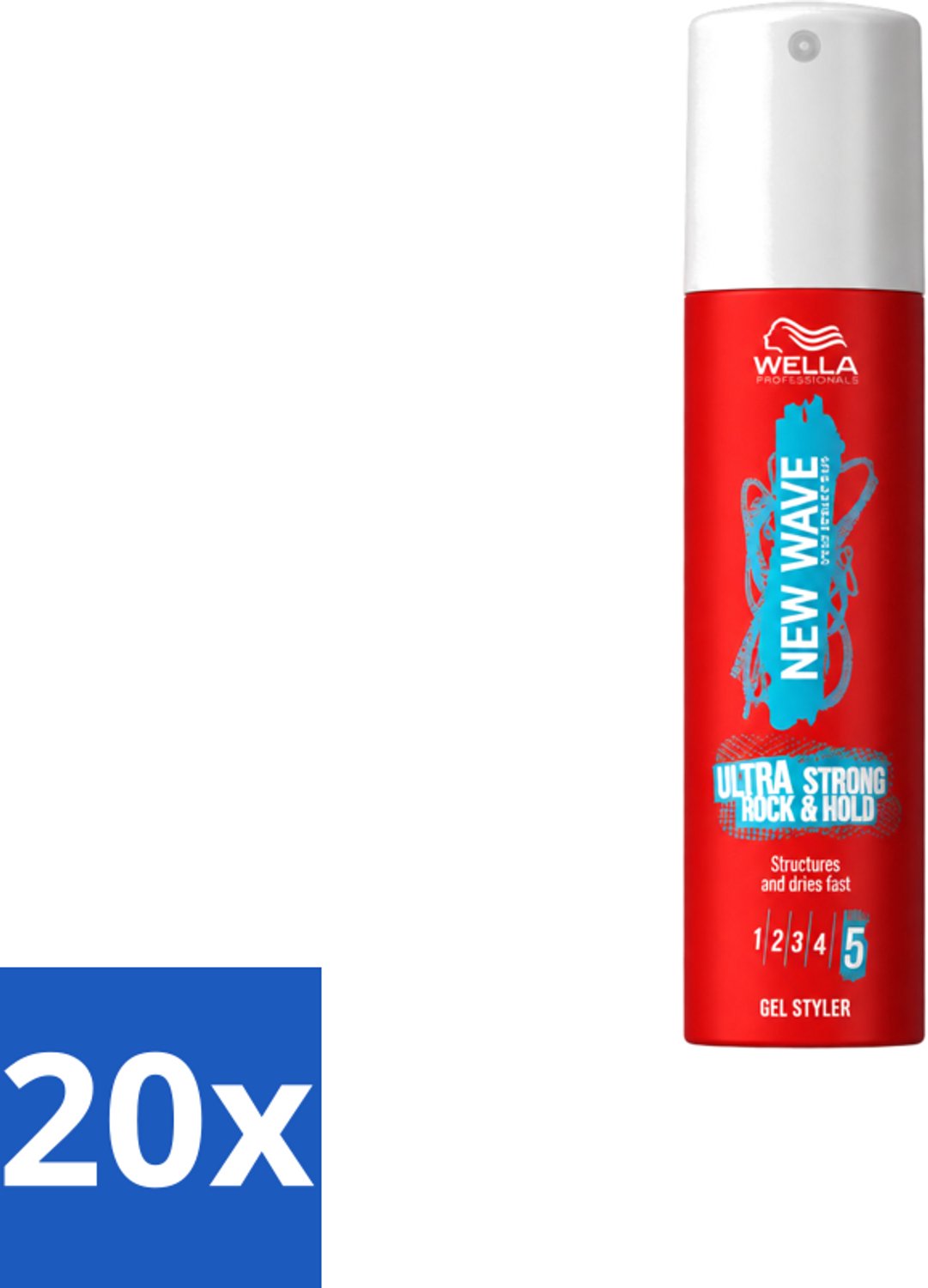 20 x Wella – New Wave Ultra Strong Rock & Hold – Haargel – 100 ml - Voordeelverpakking - 20 stuks