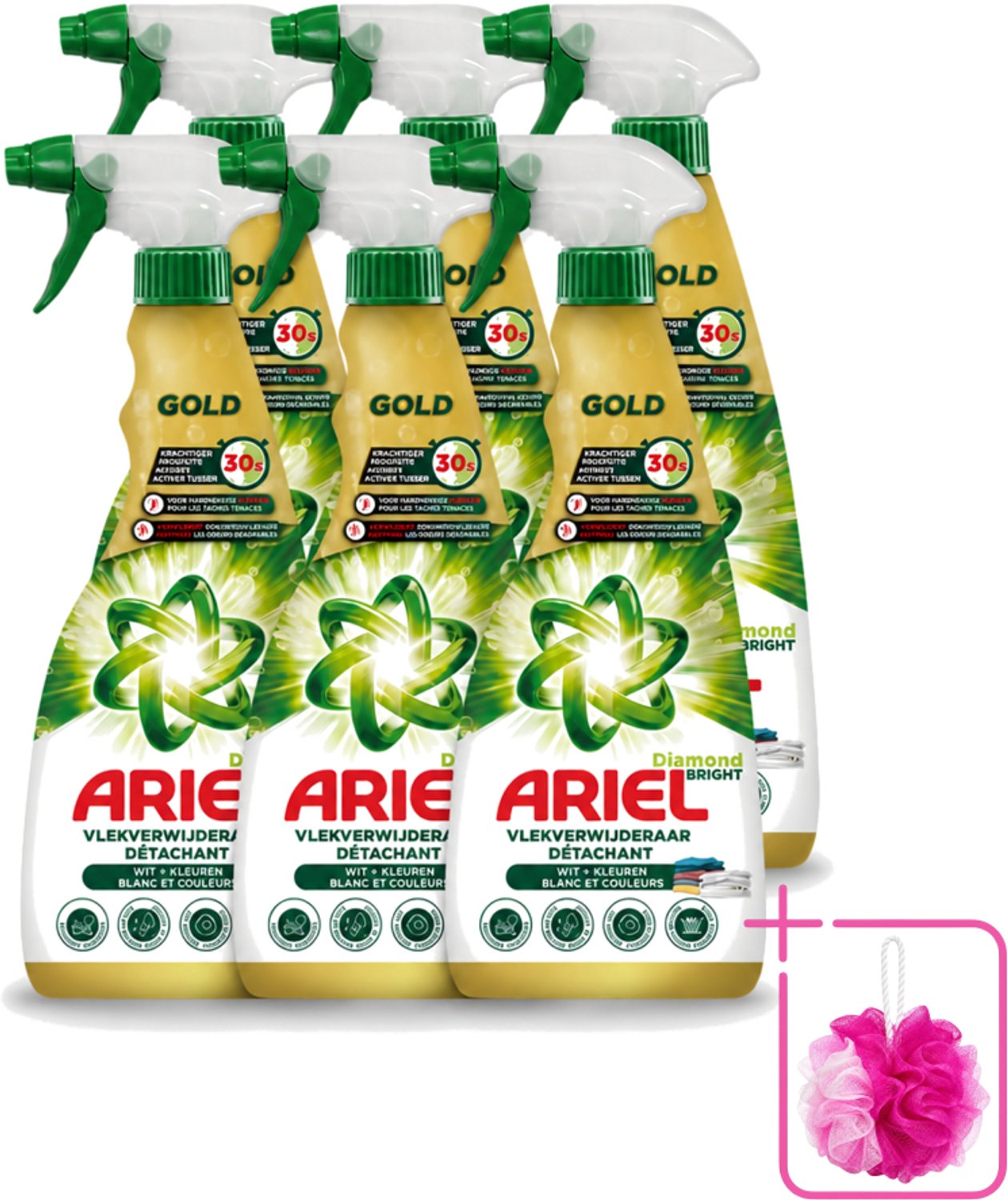 6 x Ariel - Vlekkenverwijderaar - Gold Spray - 750 ml - Bulkverpakking - Vlekken verwijderen - Douchemop - Snel wasmiddel