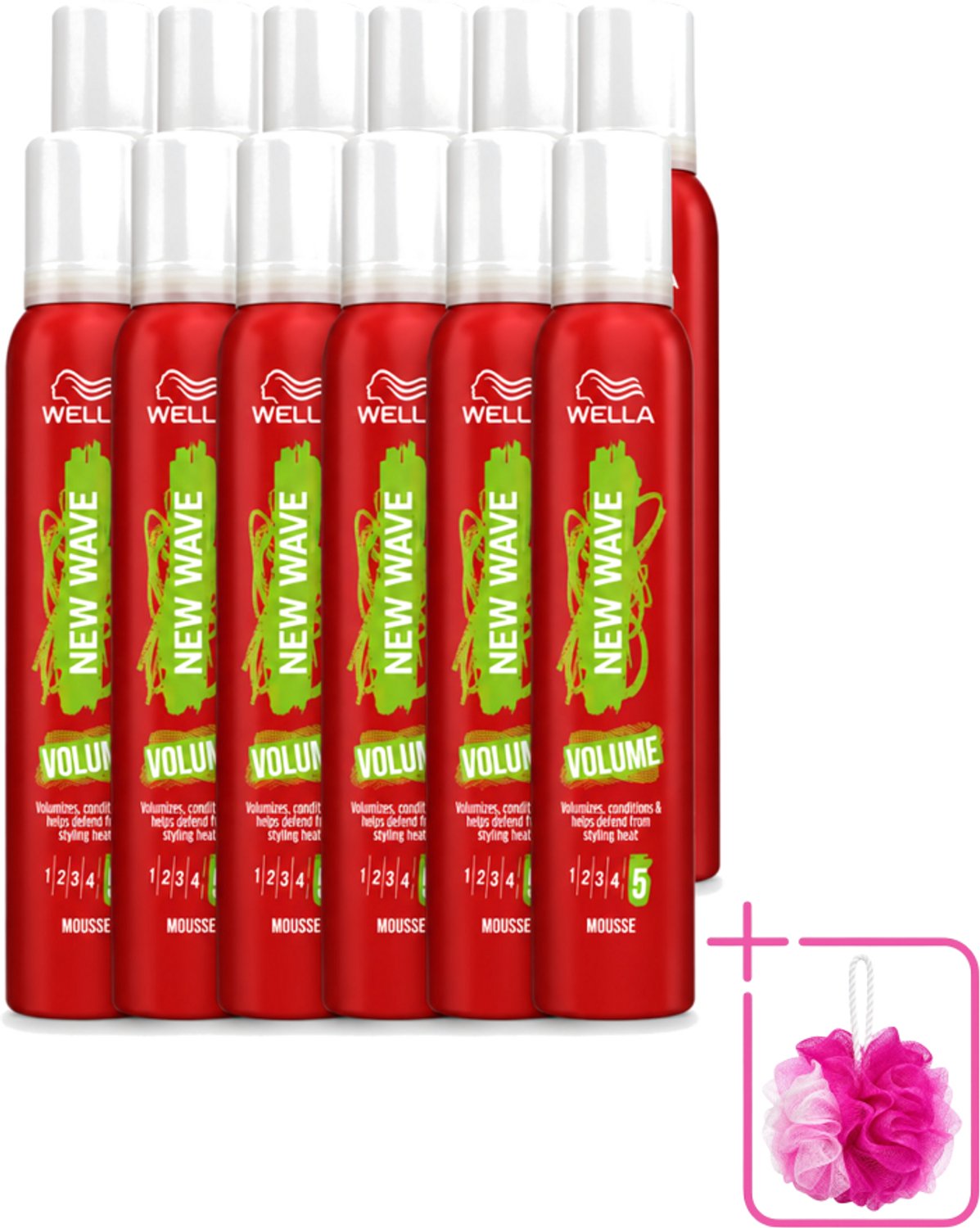 12 x Wella – New Wave Boost – Volumemousse – 200 ml - Bulkverpakking - Haarmousse - Douchemop - Volume