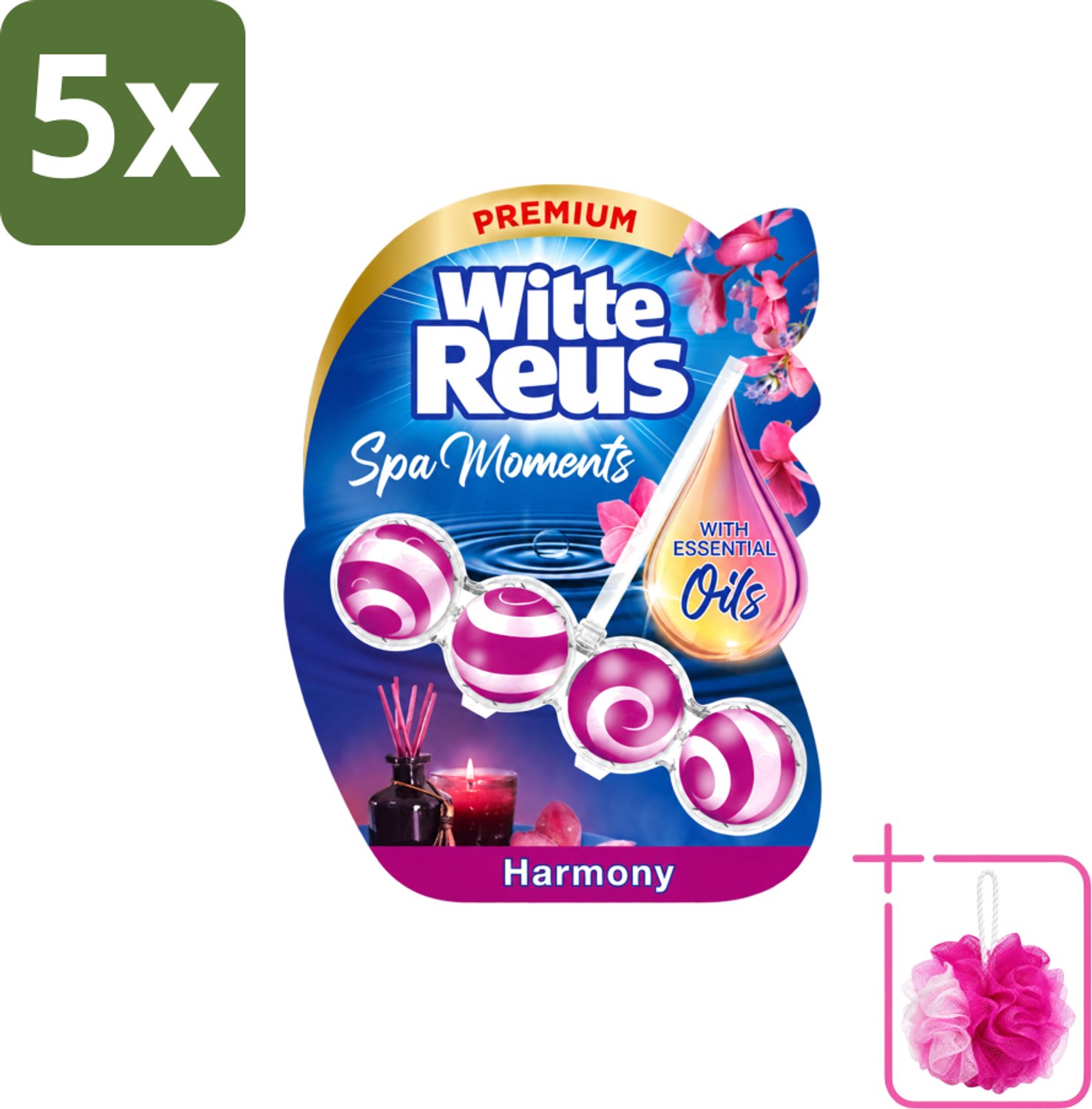 5 x Witte Reus - Wellness Scents Toiletblok - Harmony - 1 Toiletblok - Bulkverpakking - Toiletverfrisser - Douchemop - Wellnessgeur