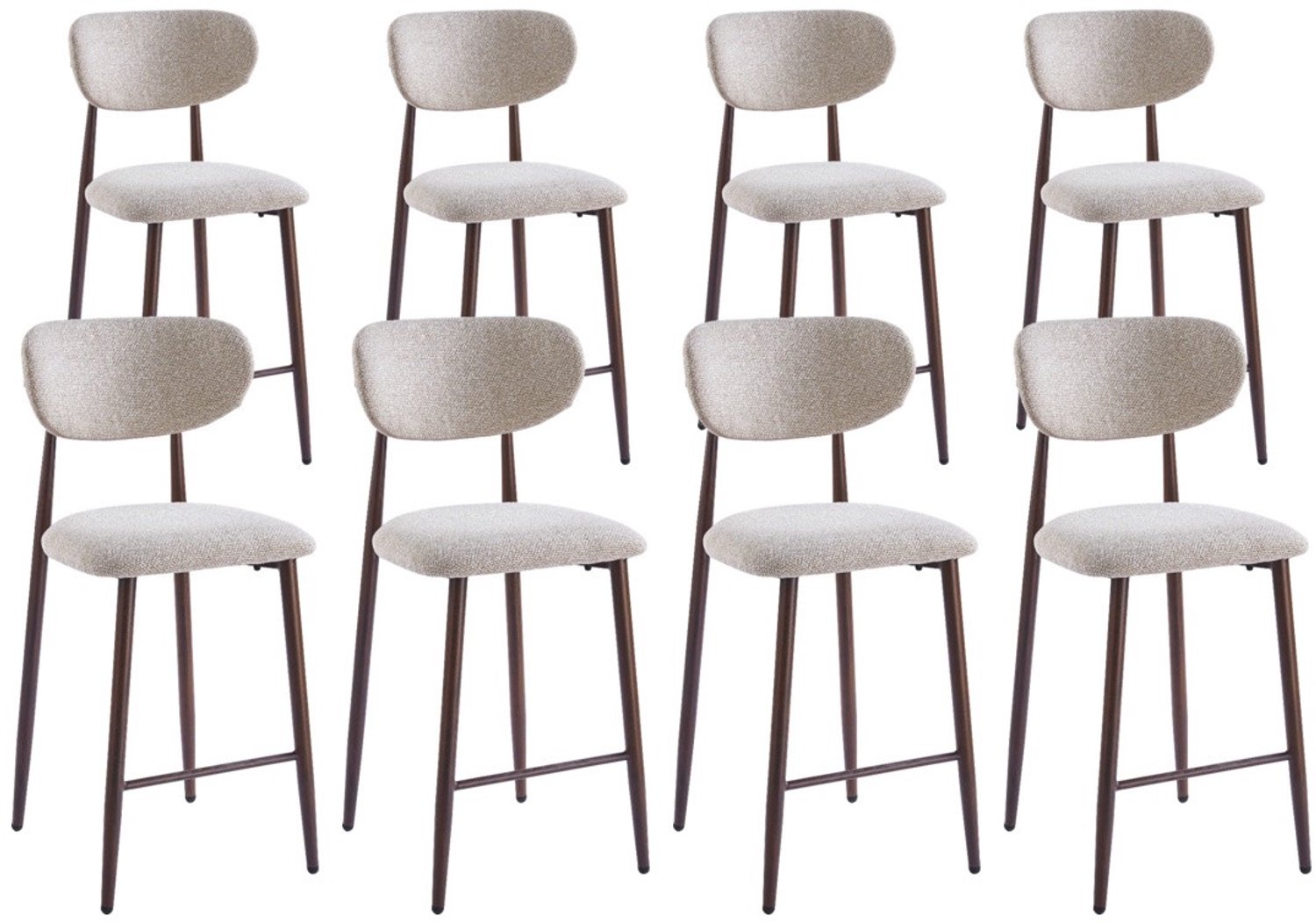 DS4U - - Sumi barkruk 65 cm - Set van 8 - Beige / walnoot poot - Stof