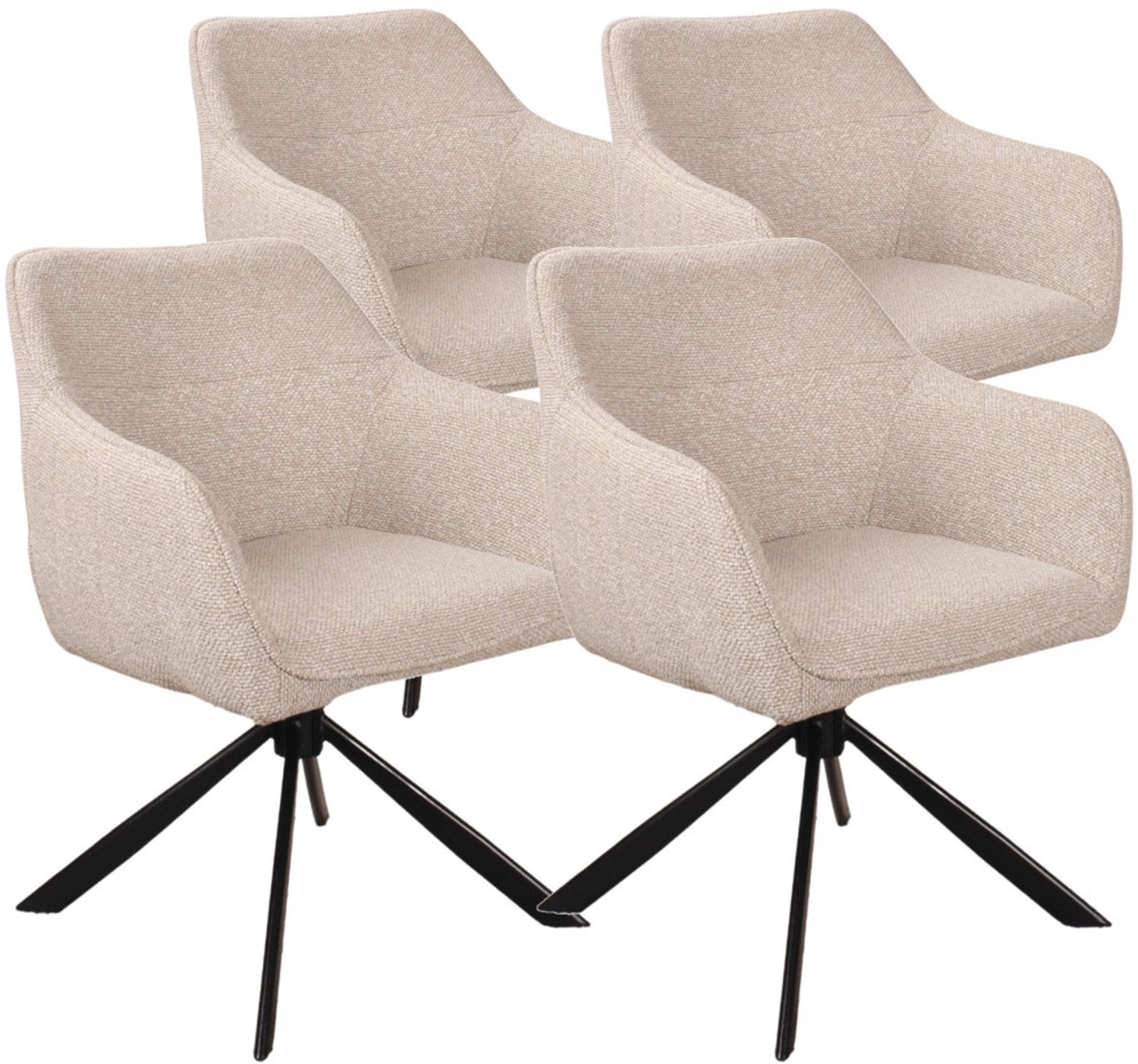 DS4U - - Seff armstoel met terugdraaifunctie - Set van 4 - Champagne - Stof