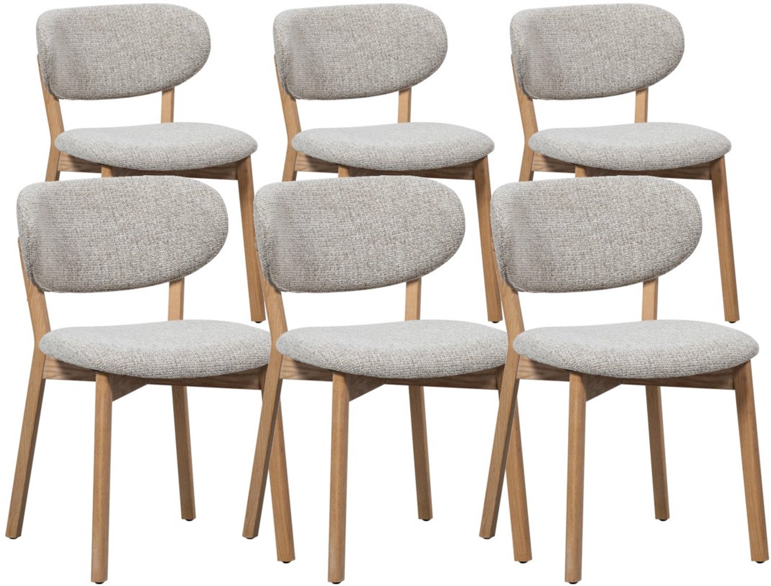 DS4U - - Quinn eetkamerstoel - Set van 6 - Beige / naturel hout - Hout - Met armleuning