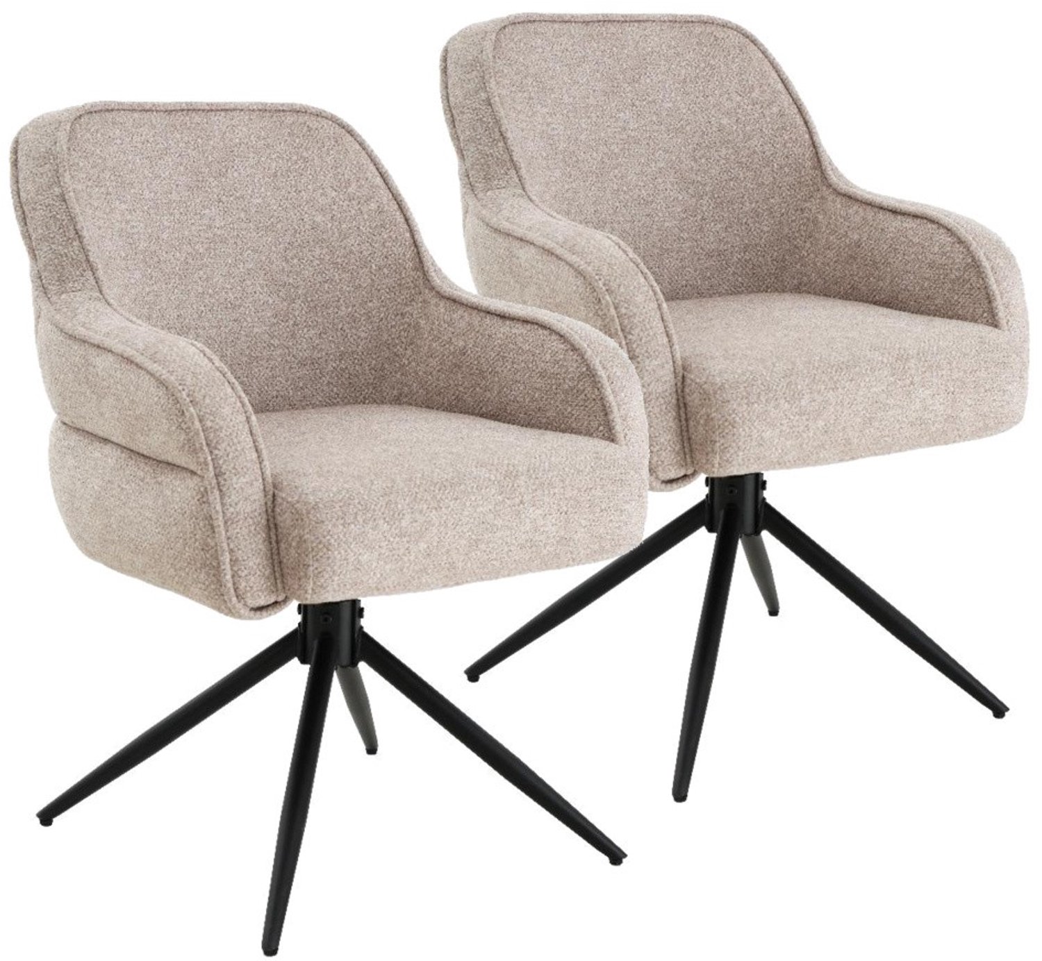 DS4U - - Loisa armstoel met terugdraaifunctie - Set van 2 - Champagne - Stof