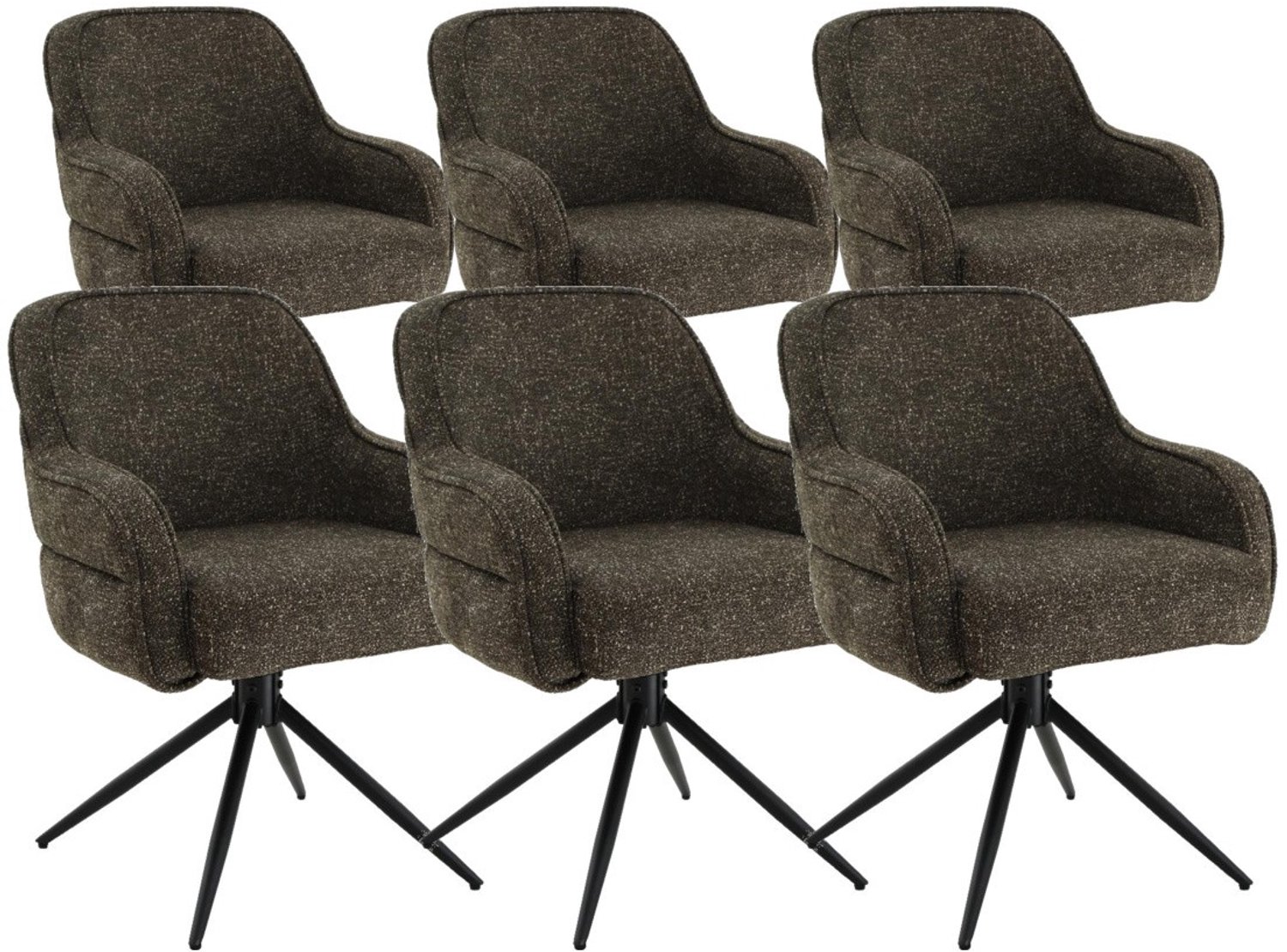 DS4U - - Loisa armstoel met terugdraaifunctie - Set van 6 - Groen - Stof