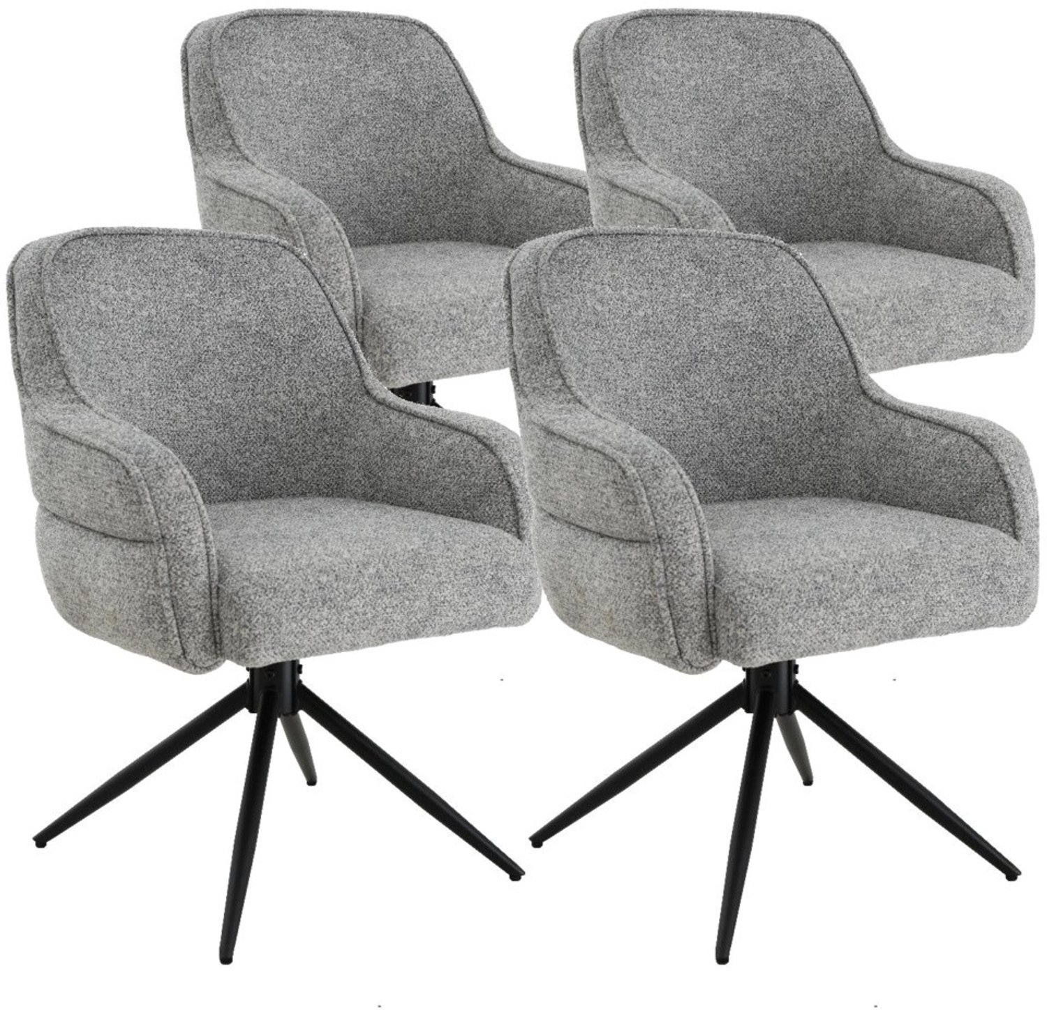 DS4U - - Loisa armstoel met terugdraaifunctie - Set van 4 - Grijs - Stof