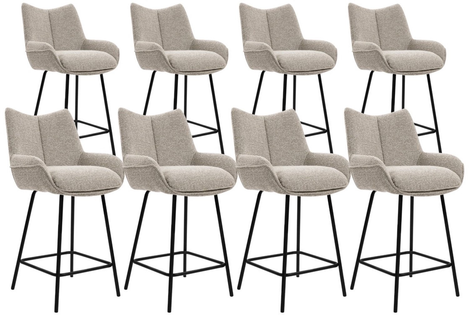 DS4U - - Ivan barkruk 65 cm - Set van 8 - Champagne - Stof - Met armleuning