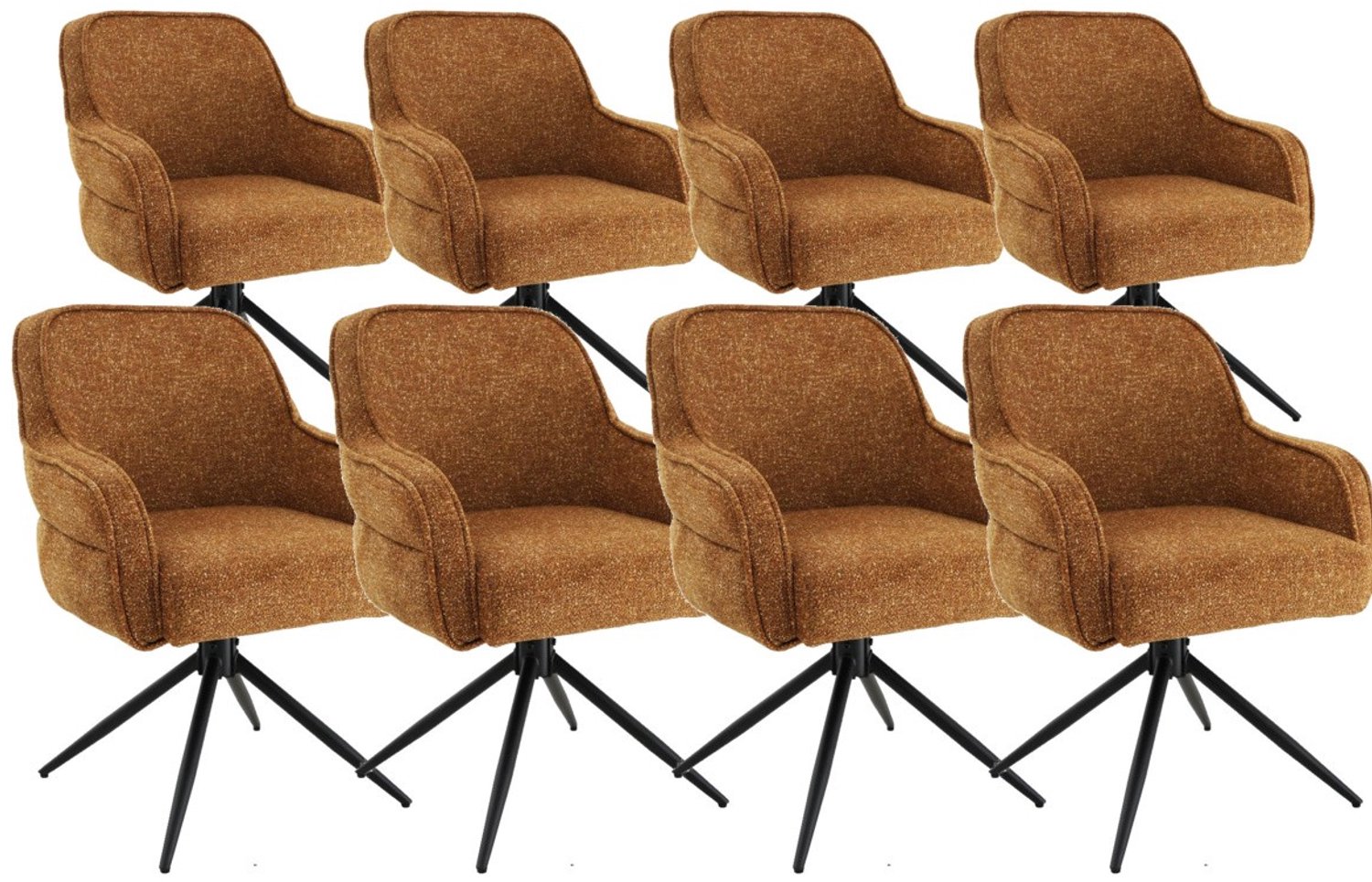 DS4U - - Loisa armstoel met terugdraaifunctie - Set van 8 - Mosterdgeel - Stof