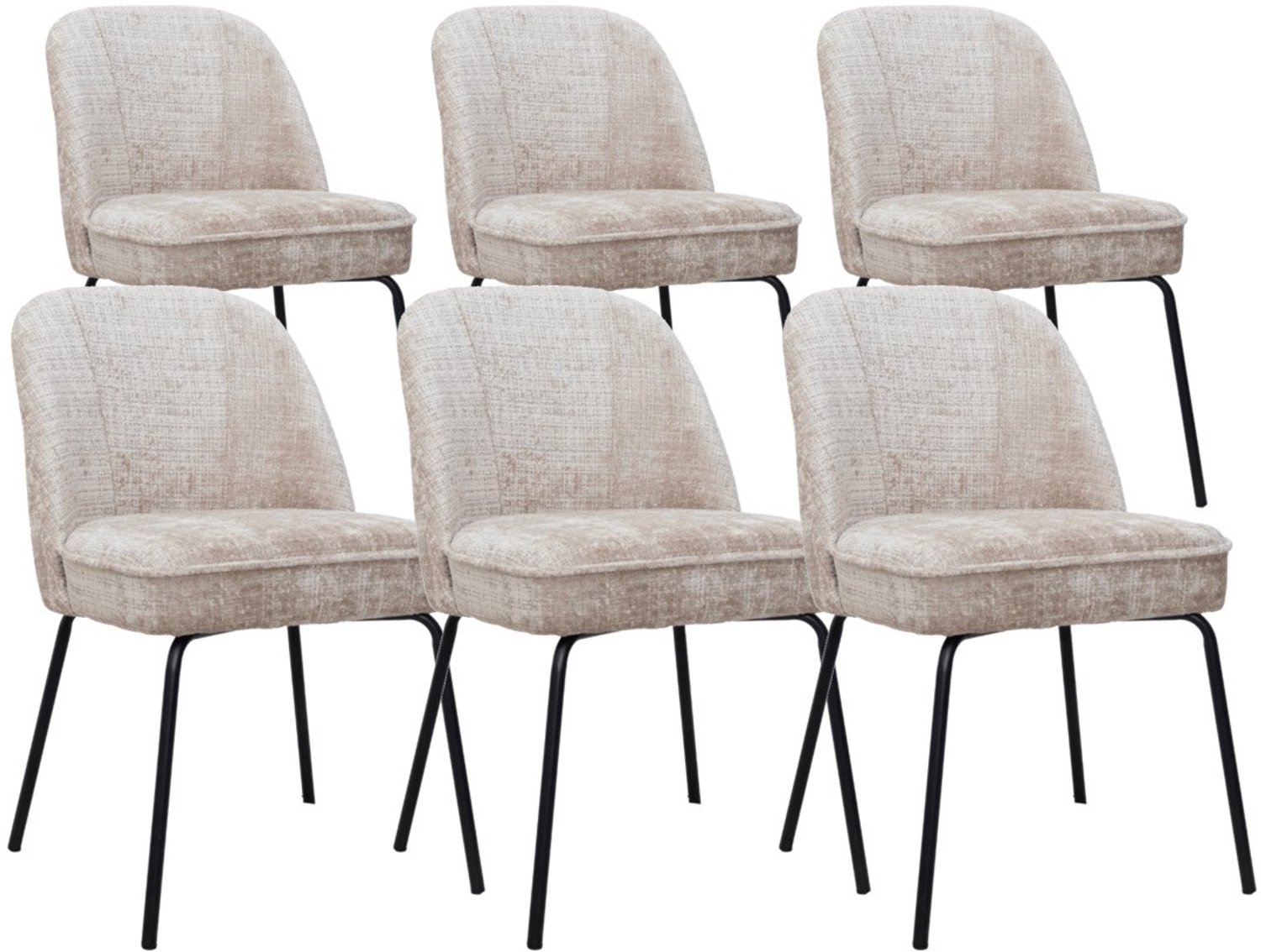 DS4U - - Vida eetkamerstoel - Set van 6 - Champagne - Stof