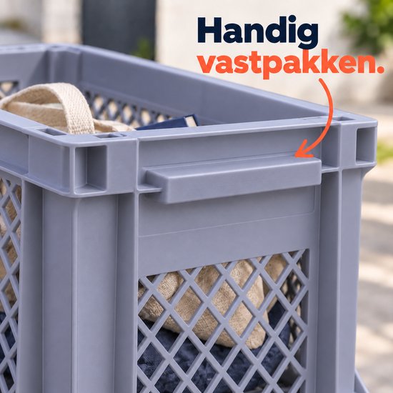 Dutch Standard Fietskrat – 40 x 30 x 22 cm – 26 Liter – Kunststof – Voor Transportrek – Grijs — afbeelding 5