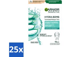 Garnier 25 x - SkinActive - Hydrabomb Tissue Masker - Hyaluronzuur & Aloe Vera - Super Hydraterend - 1 Gezichtsmasker - - 25 stuks