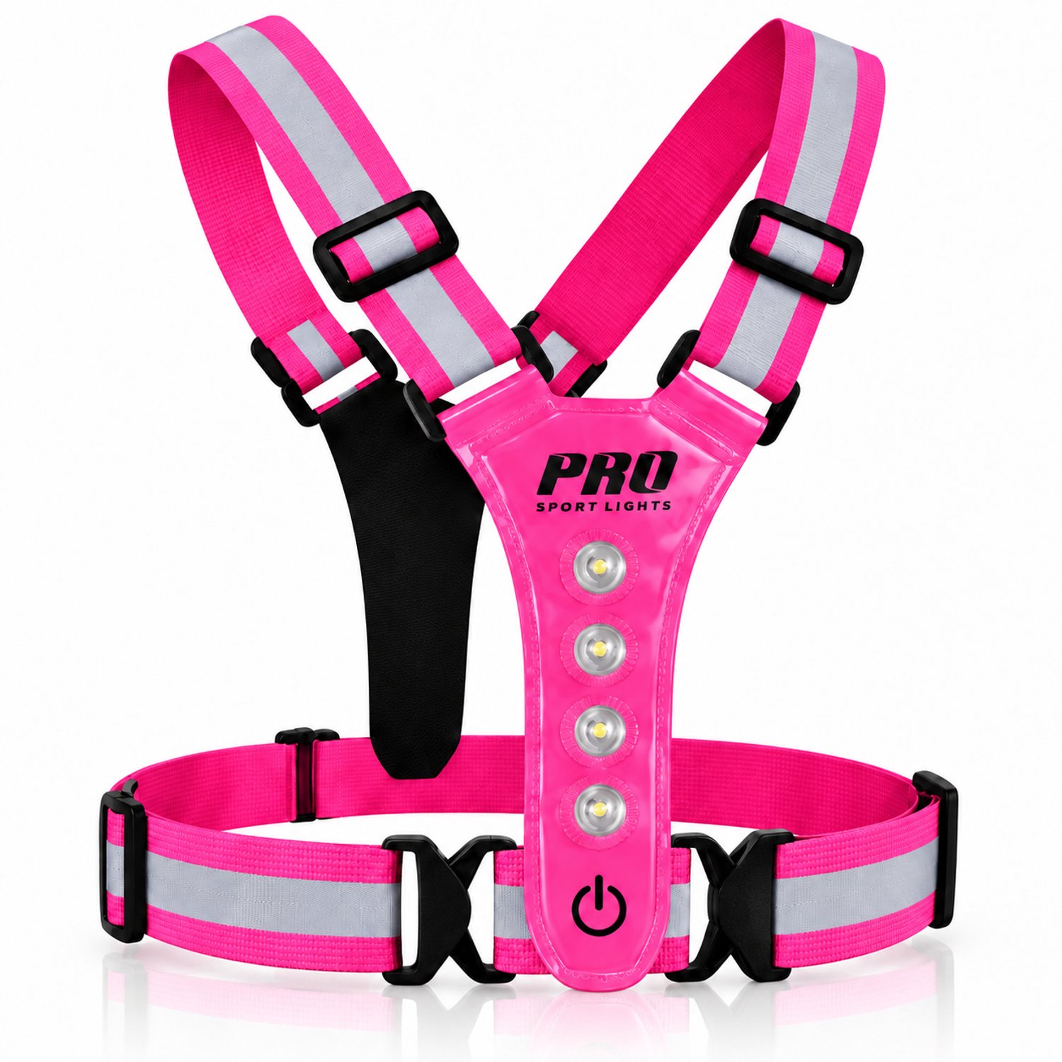 Hardloopvest Met Verlichting en Reflectoren Dames LED Veiligheidsvest USB-C Oplaadbaar Fietsen One Size Roze