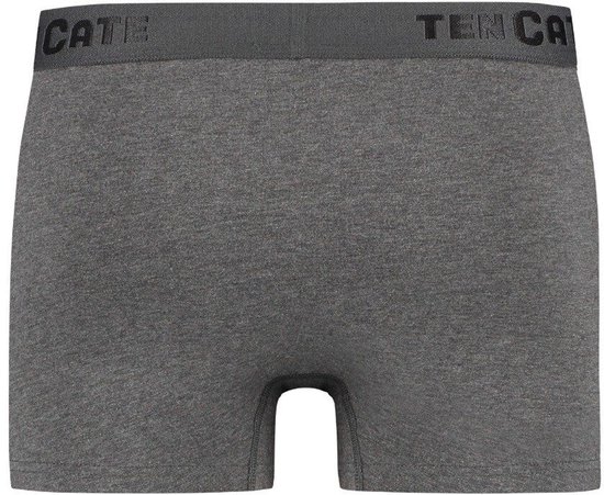 Grijze Ten Cate shorty in melange met elastische tailleband en zwarte merknaam.