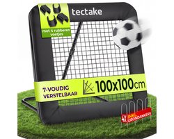 tectake® Verstelbare Voetbal Rebounder - 100 x 100 cm - Tchouk Bal Rebound Bord - Handbal Bouncer Net - Kickback voor Binnen en Buiten - Weerbestendig - Inclusief 4 Grondankers