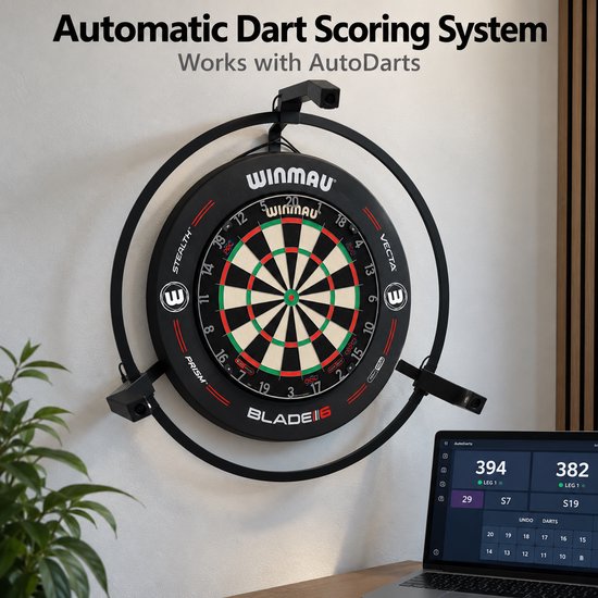 YUOM. Automatisch Dart Scoring Systeem – Compatibel met Autodarts – incl. Winmau 360 Dartbord Verlichting – Eenvoudige Installatie – incl. installatie-hulp – Zwart van YUOM. — afbeelding 2