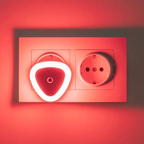 EU nachtlampje met schemersensor, automatisch aan/uit, rood LED licht, mini stekker nachtlamp voor slaapkamer, hal en keuken, 2 stuks [Energieklasse B] — afbeelding 2