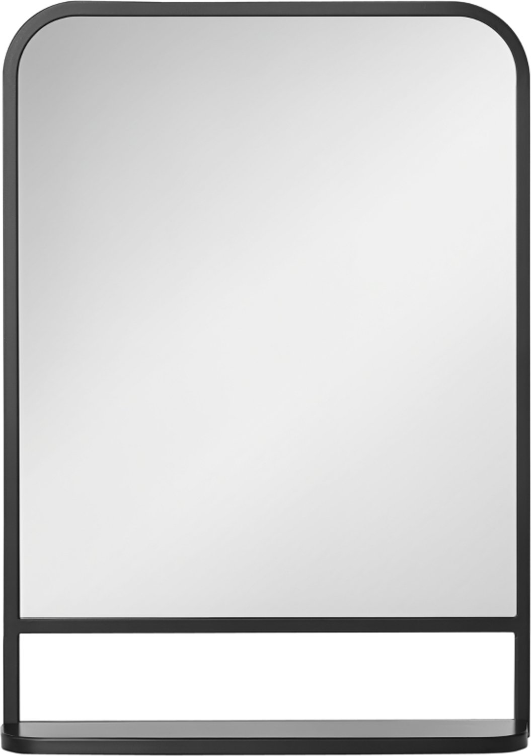 ZYLARO Wandspiegel - Metalen frame - Afgeronde randen - 1 plank - 70 x 10,2 x 50 cm - Zwart en zilver