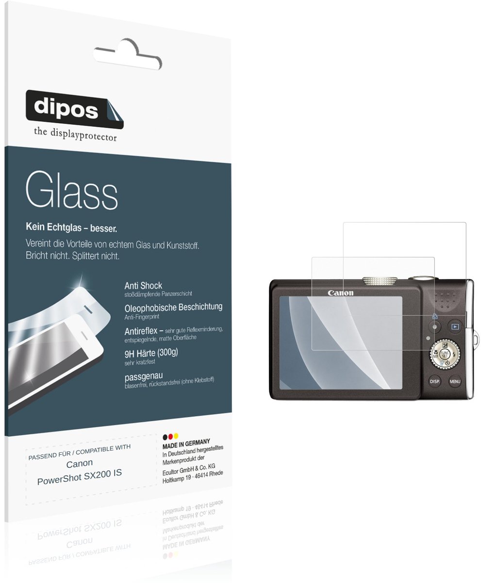 dipos – 2x Matte Pantserfolie geschikt voor Canon PowerShot SX200 IS | 9H Screenprotector