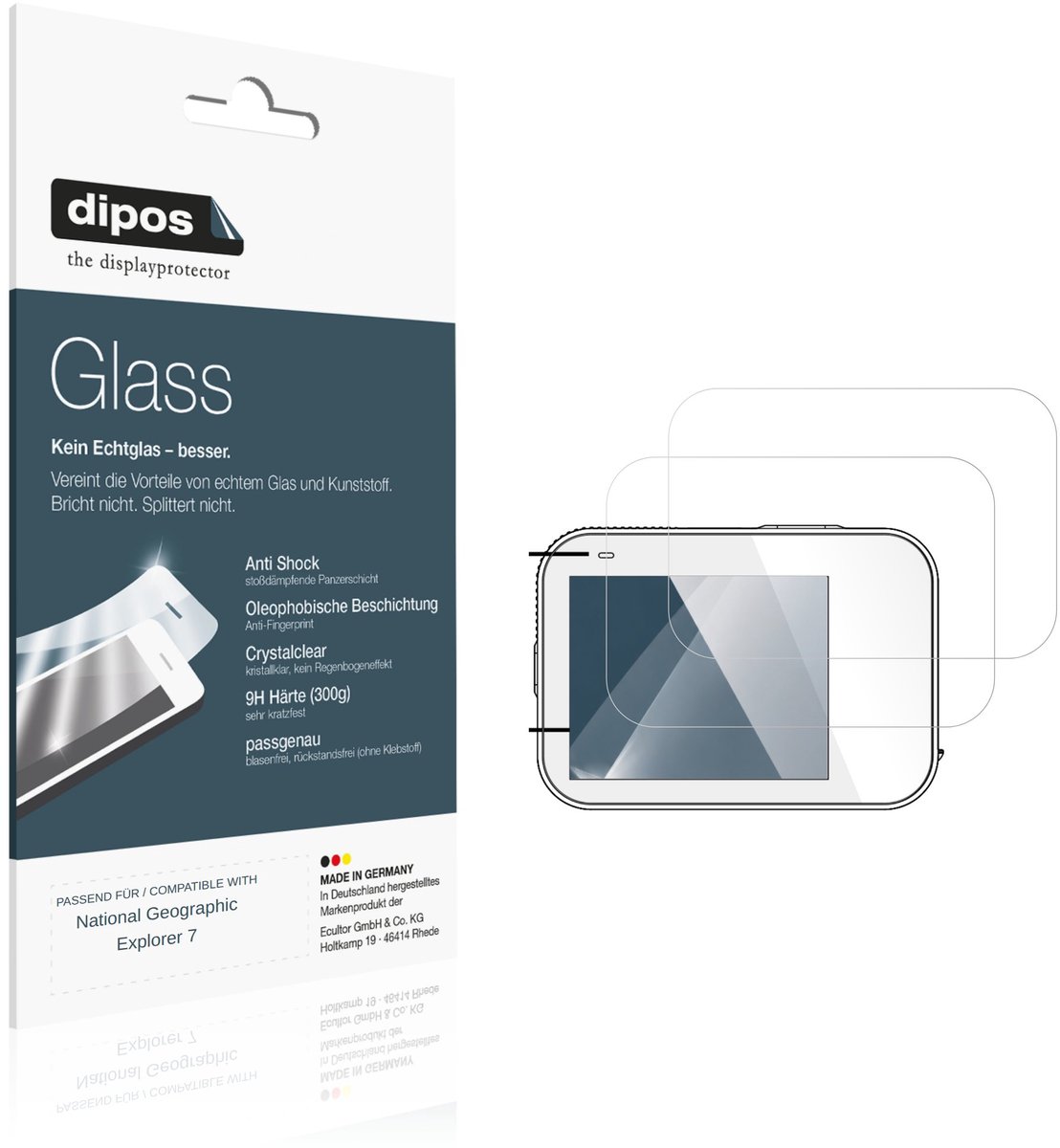 dipos – 2x Pantserfolie geschikt voor National Geographic Explorer 7 | 9H Screenprotector