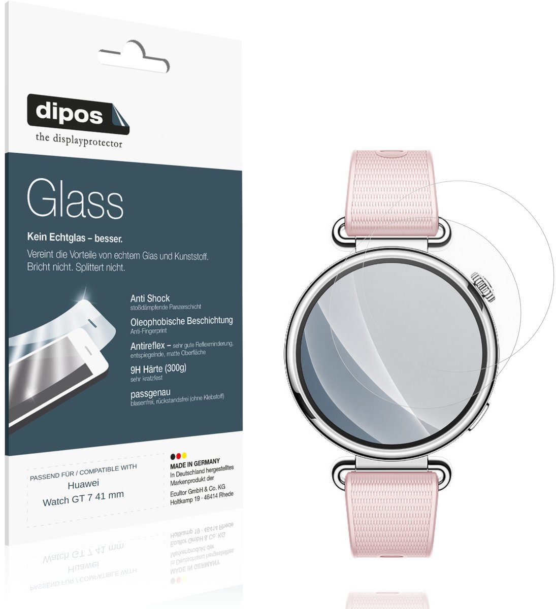 dipos – 2x Matte Pantserfolie geschikt voor Huawei Watch GT 7 41 mm | 9H Screenprotector