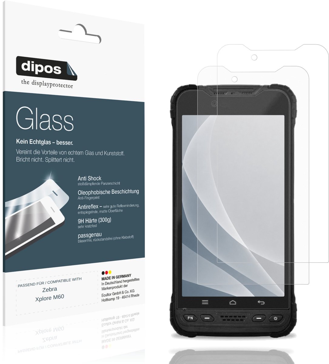 dipos – 2x Matte Pantserfolie geschikt voor Zebra Xplore M60 | 9H Screenprotector