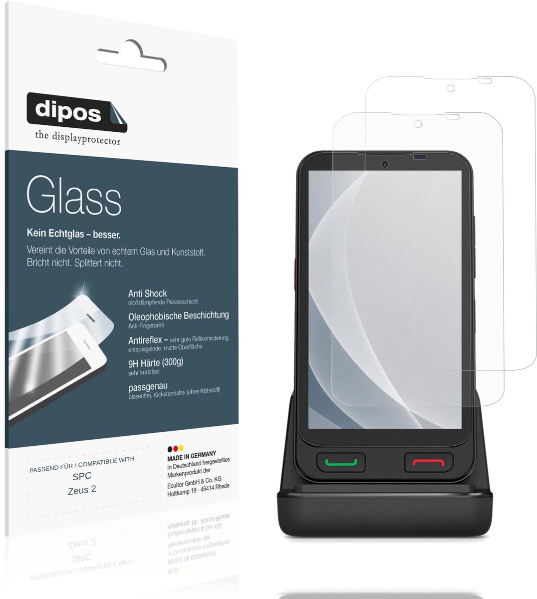 dipos – 2x Matte Pantserfolie geschikt voor SPC Zeus 2 | 9H Screenprotector