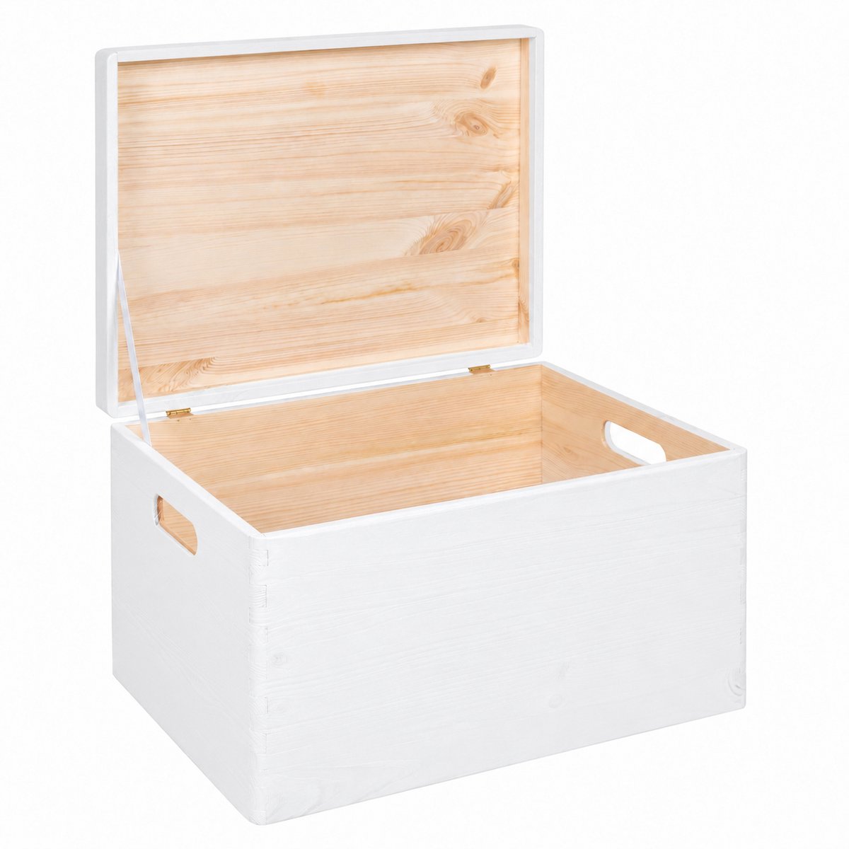 HAUDT® KIM MAXI met klepdeksel WIT houten kist - met handgrepen - 39,5 x 29,5 x 23 cm
