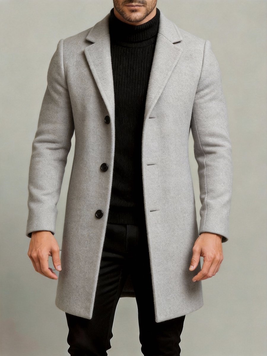 Currero Trenchcoat Winterjas Heren Mantel Jas Mantels Winter Herfstjas Volwassen Stijlvol Knopen Donkergrijs